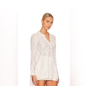 Free People Lace Button-Up Blouse